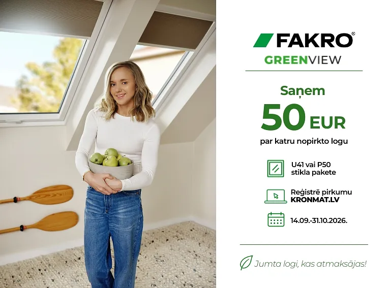 FAKRO jumta logu pārdošanas kampaņa 14.09.-31.10.2026.
